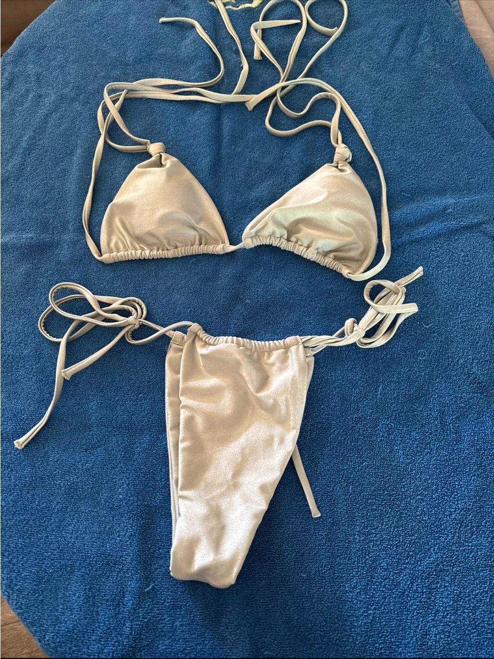Women’s Shimmer Triangle String Bikini — Cream